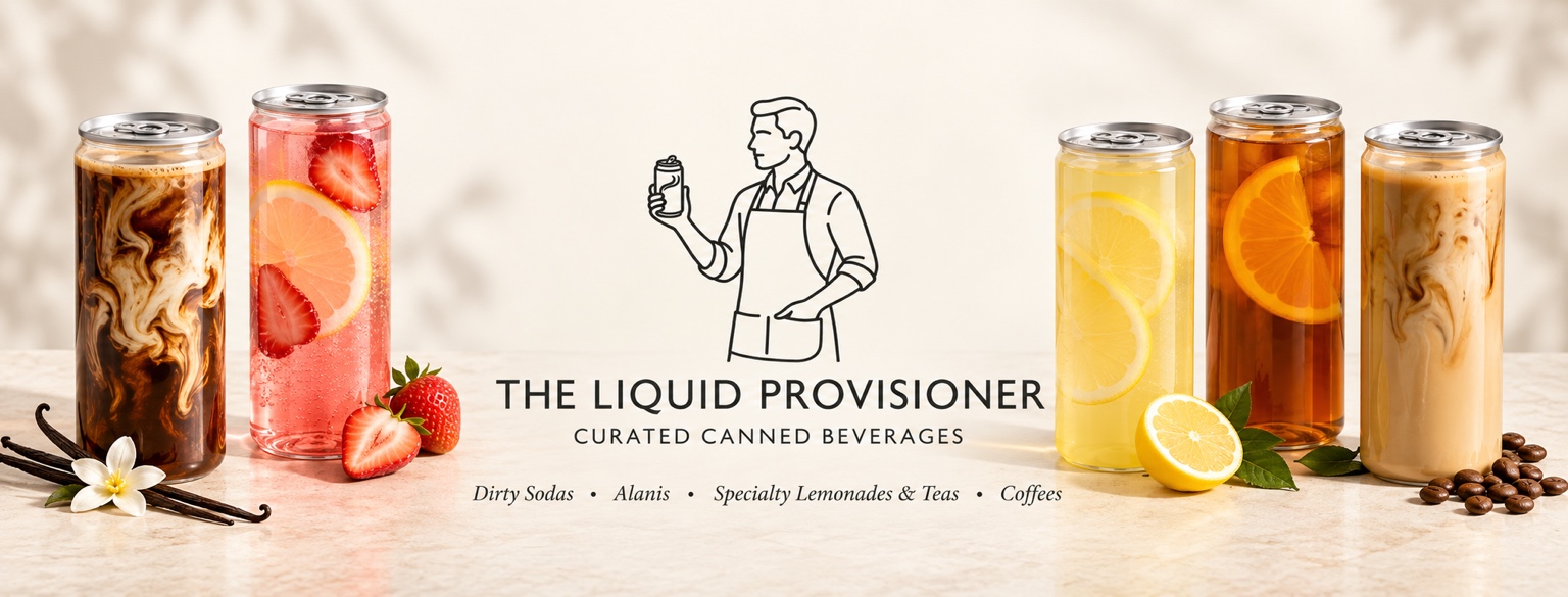 The Liquid Provisioner collection of colorful canned specialty beverages