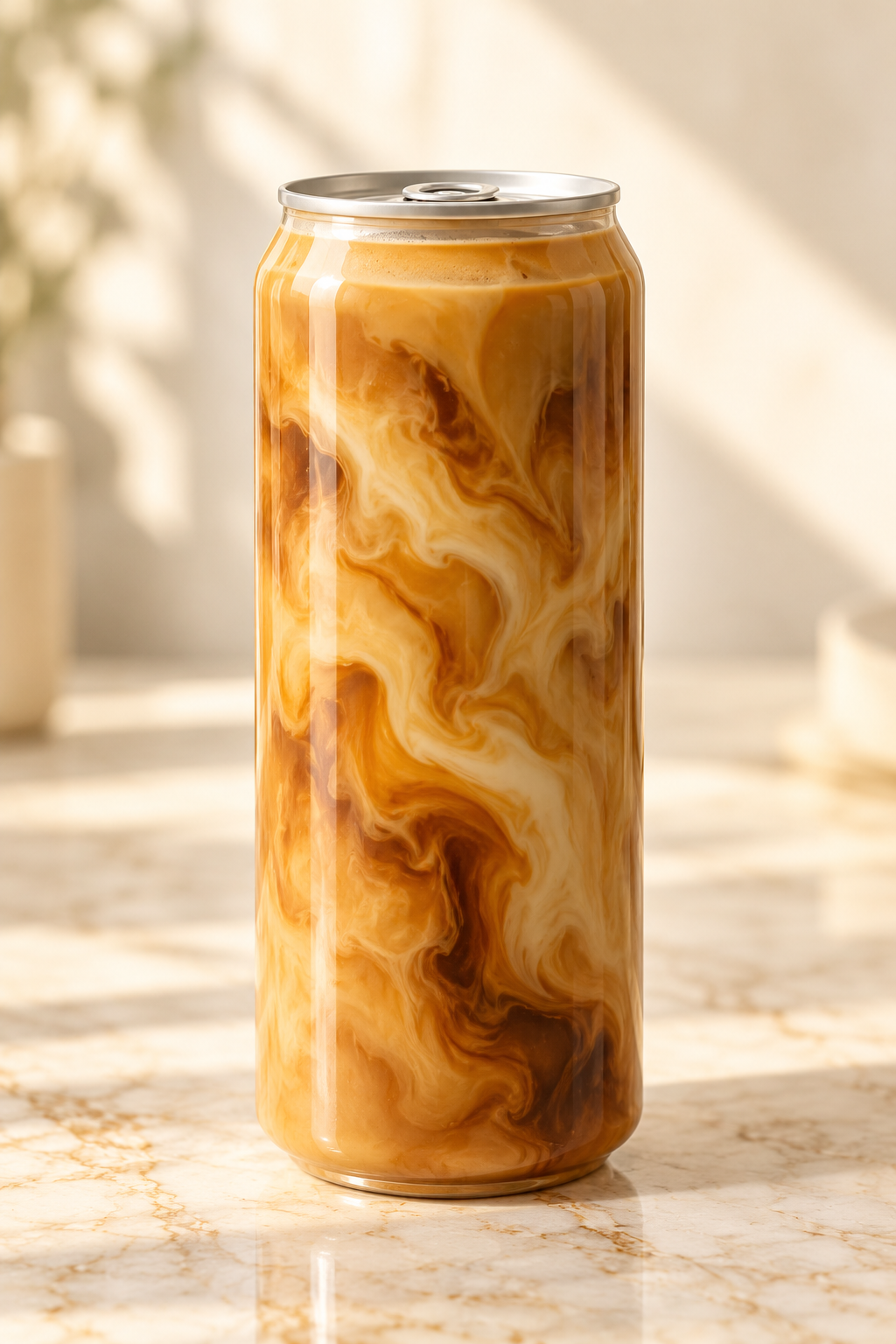 cookie butter coffee in a clear can