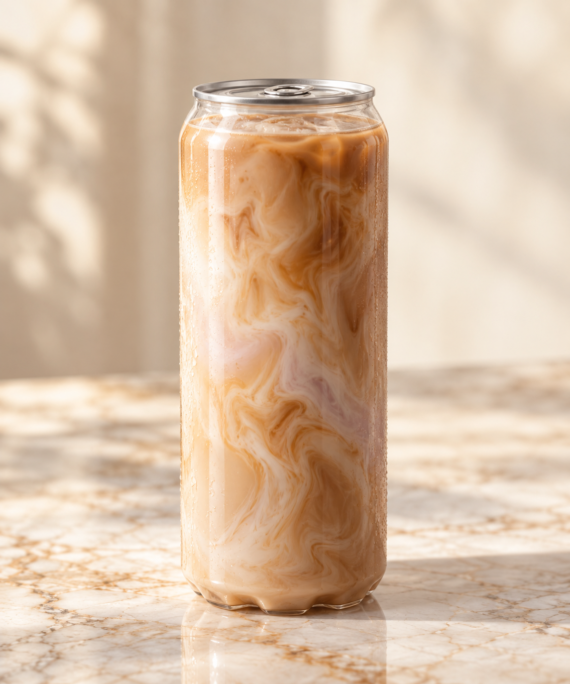 honey lavender oat latte in a clear can