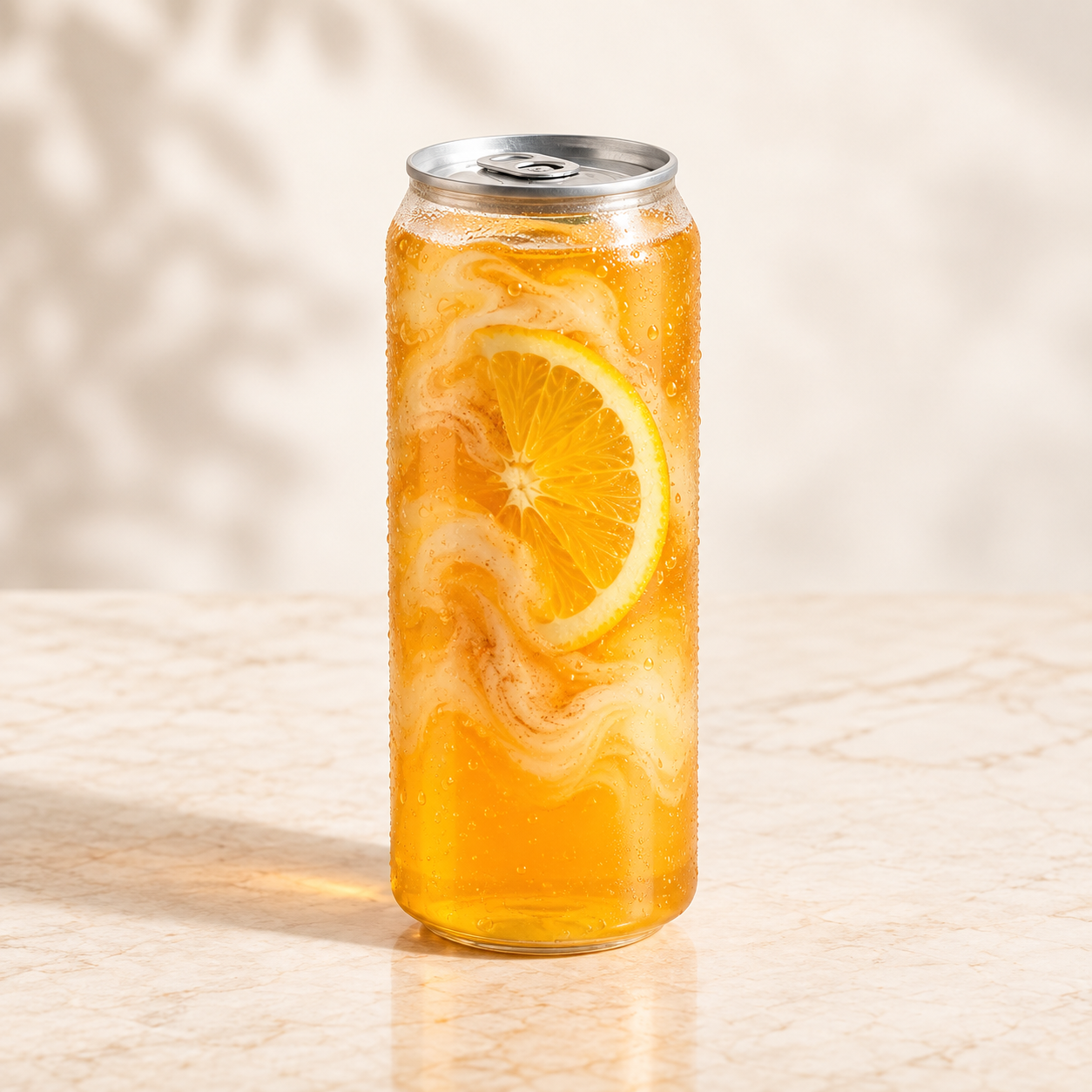 orange cream soda in a clear can